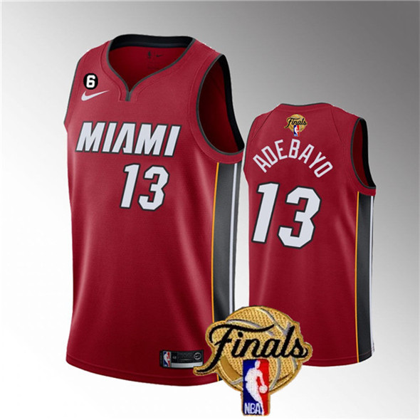 Men's Miami Heat #13 Bam Adebayo Red 2023 Finals Statement Edition With NO.6 Patch Stitched Basketball Jersey